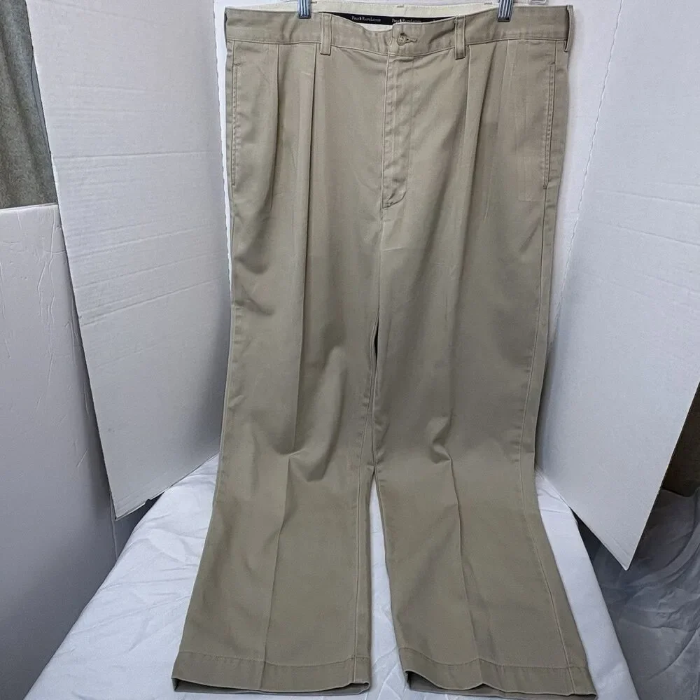 Polo Ralph Lauren Pants Mens 38x30 Beige Andrew Pleated Relaxed Classic Chino